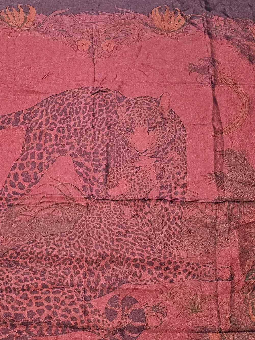 Hermes Luxury Red Leopard Jungle Love Print Scarf